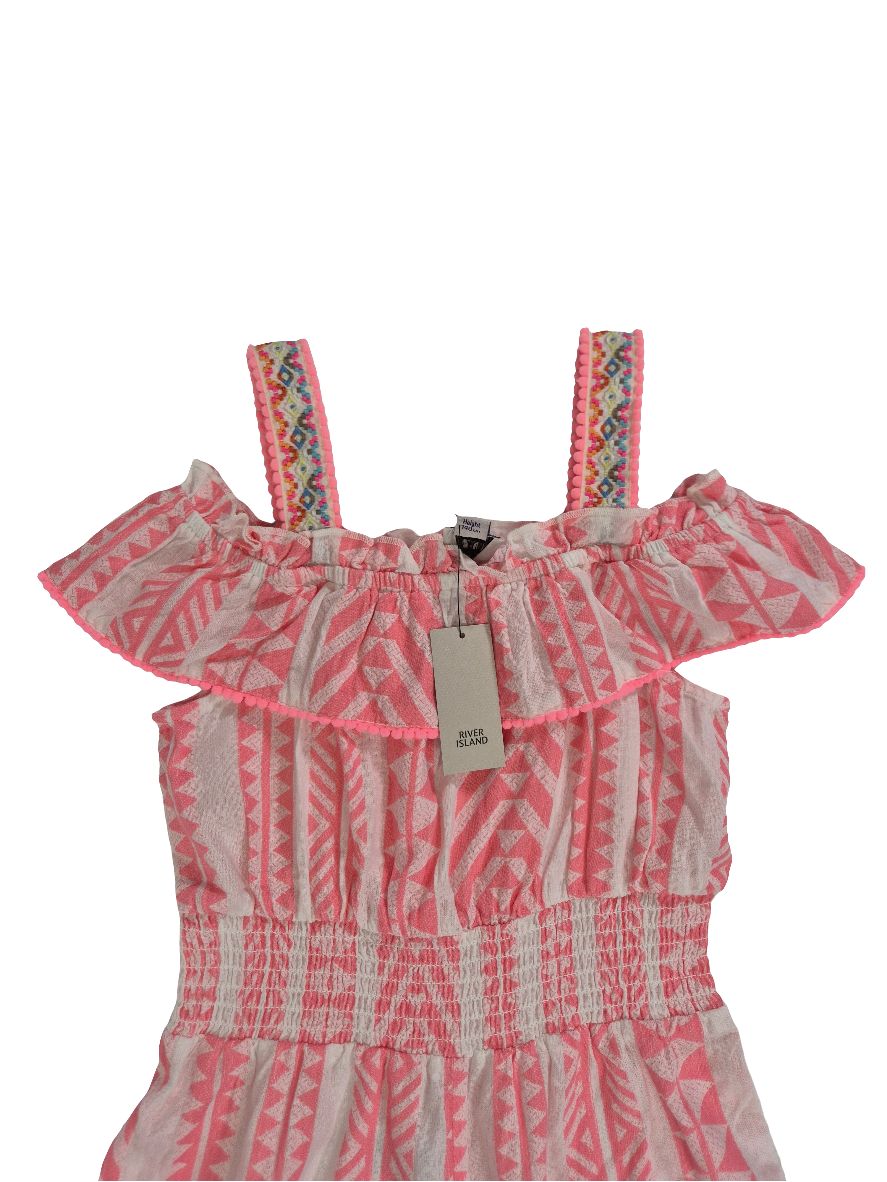Tüdrukute roosa triibuline jumpsuit