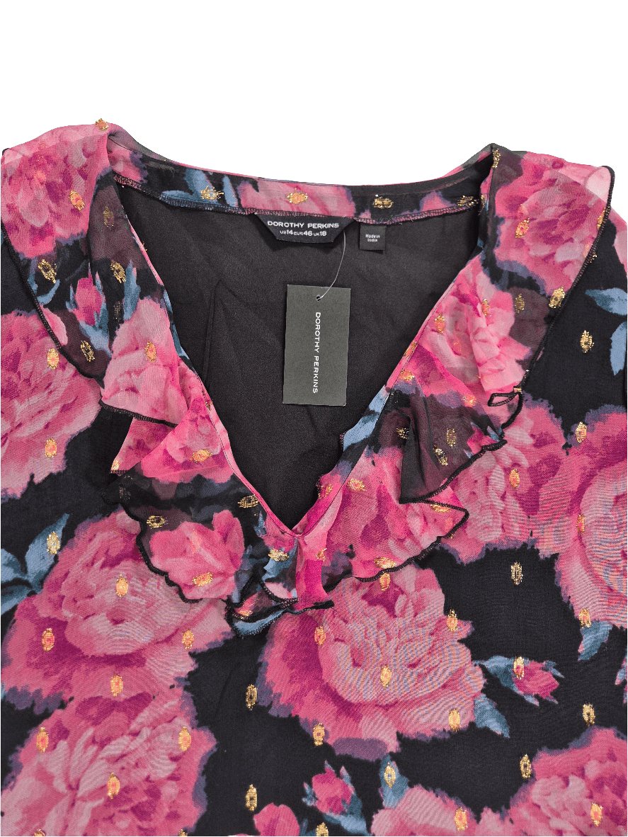 DOROTHY PERKINS Naiste must roodase lilledega pluus