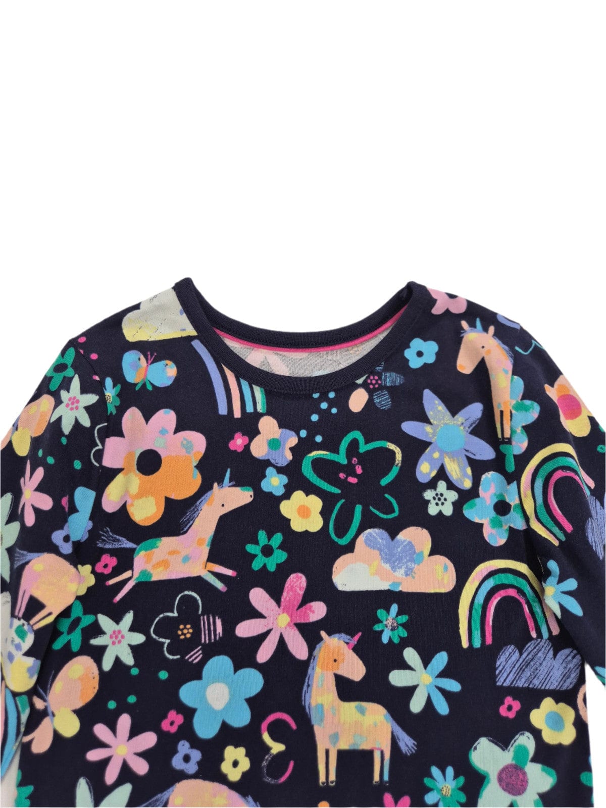 GEORGE Tüdrukute tumesinine lillede ja ükssarvikutega pluus