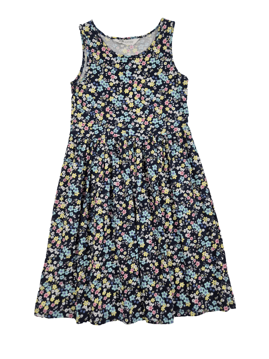H&M Tüdrukute tumesinine lilleline kleit