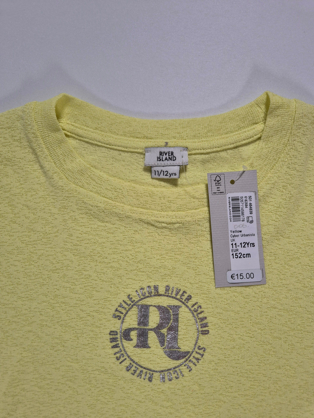 RIVER ISLAND Tüdrukute kollane top/pluus