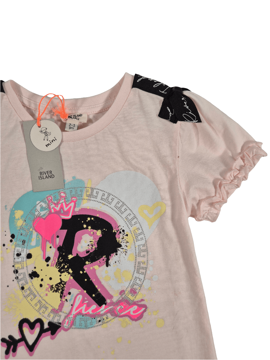 RIVER ISLAND Tüdrukute roosa pluus lipsukestega