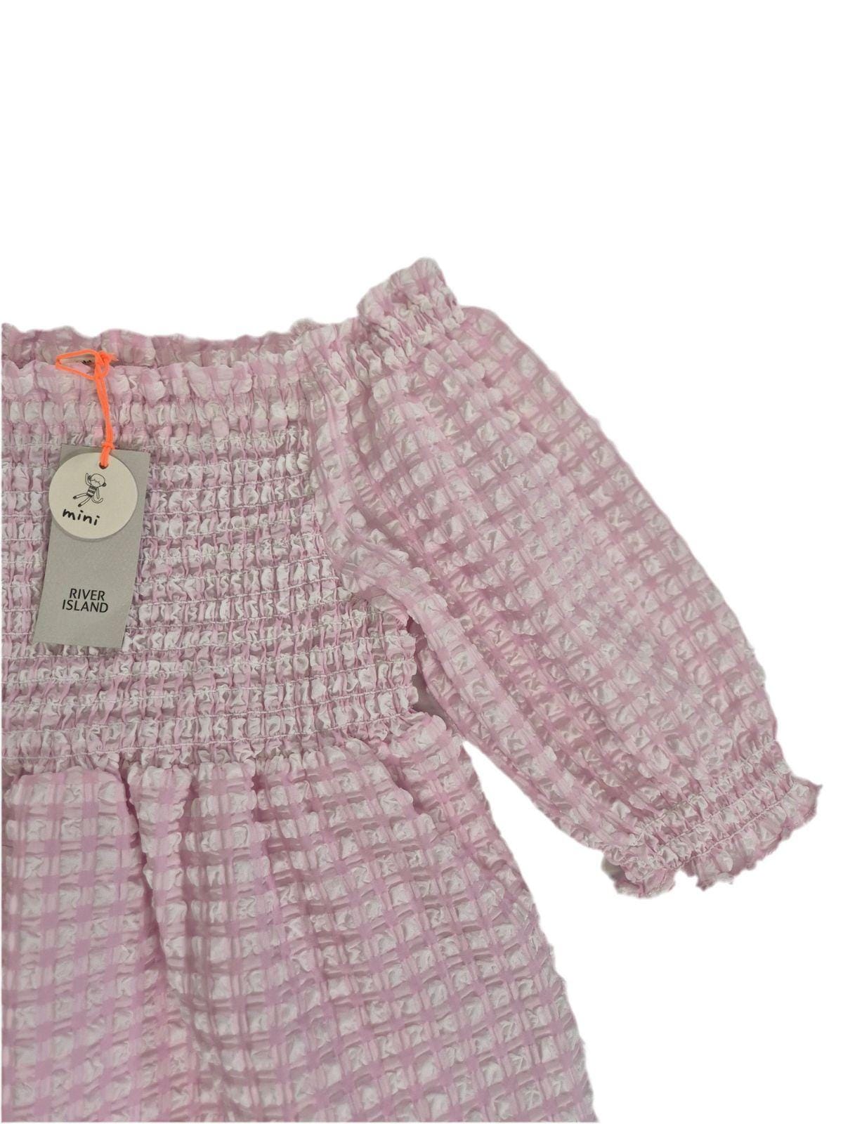 RIVER ISLAND Tüdrukute roosa valge ruuduline pluus