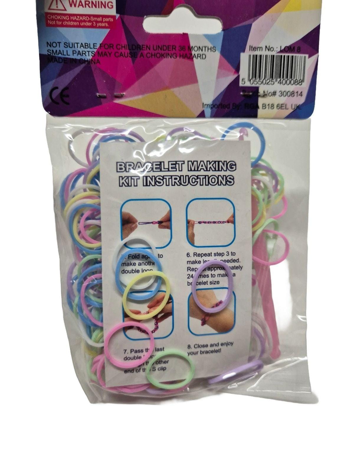 SECOND BEST TAASKASUTUS Pimedas helendavad Loom Bands kummid 300tk pakis