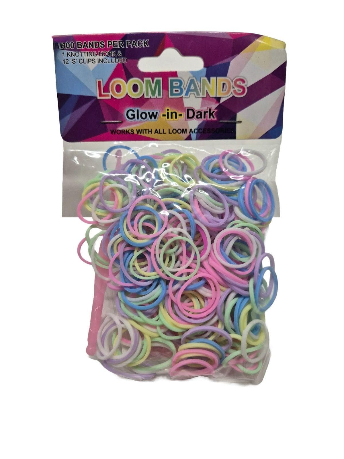 SECOND BEST TAASKASUTUS Pimedas helendavad Loom Bands kummid 300tk pakis