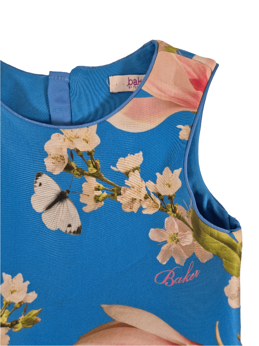 TED BAKER Tüdrukute sinine lilledega kleit