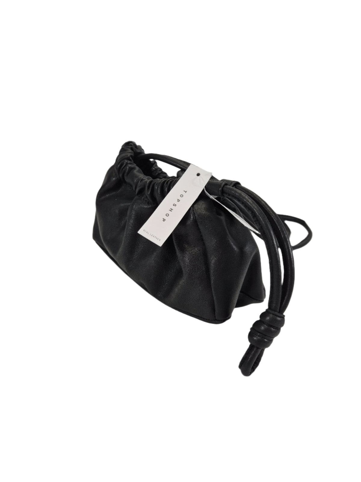 TOPSHOP Nahast must kokkutõmmatav õlakott