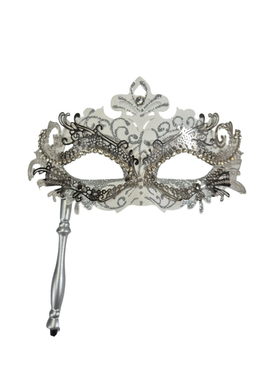 Hõbedane pitsiline mask varrega