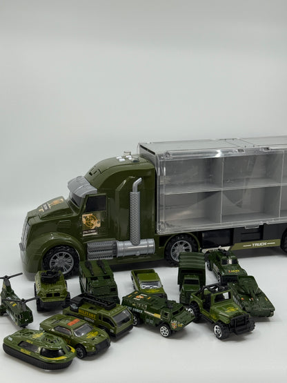 Sõjaväe mänguautode komplekt veokiga