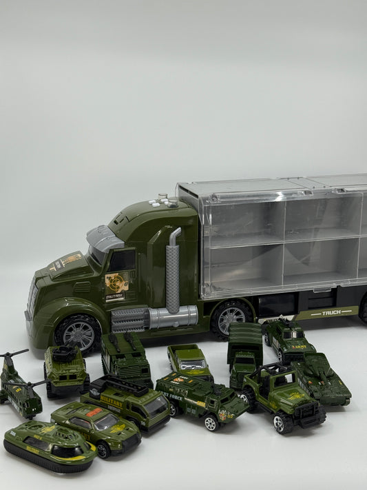 Sõjaväe mänguautode komplekt veokiga