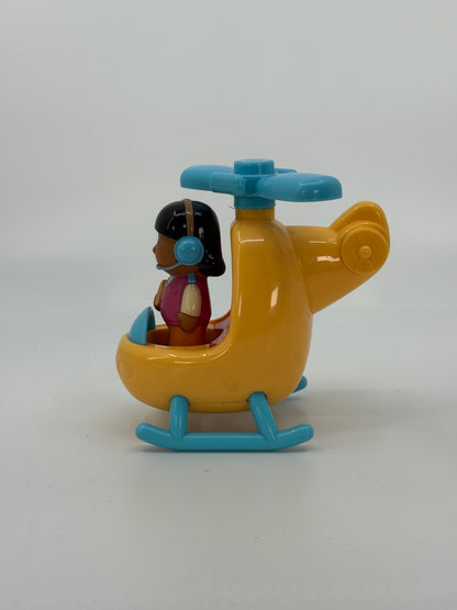 Kollane mänguhelikopter piloodiga