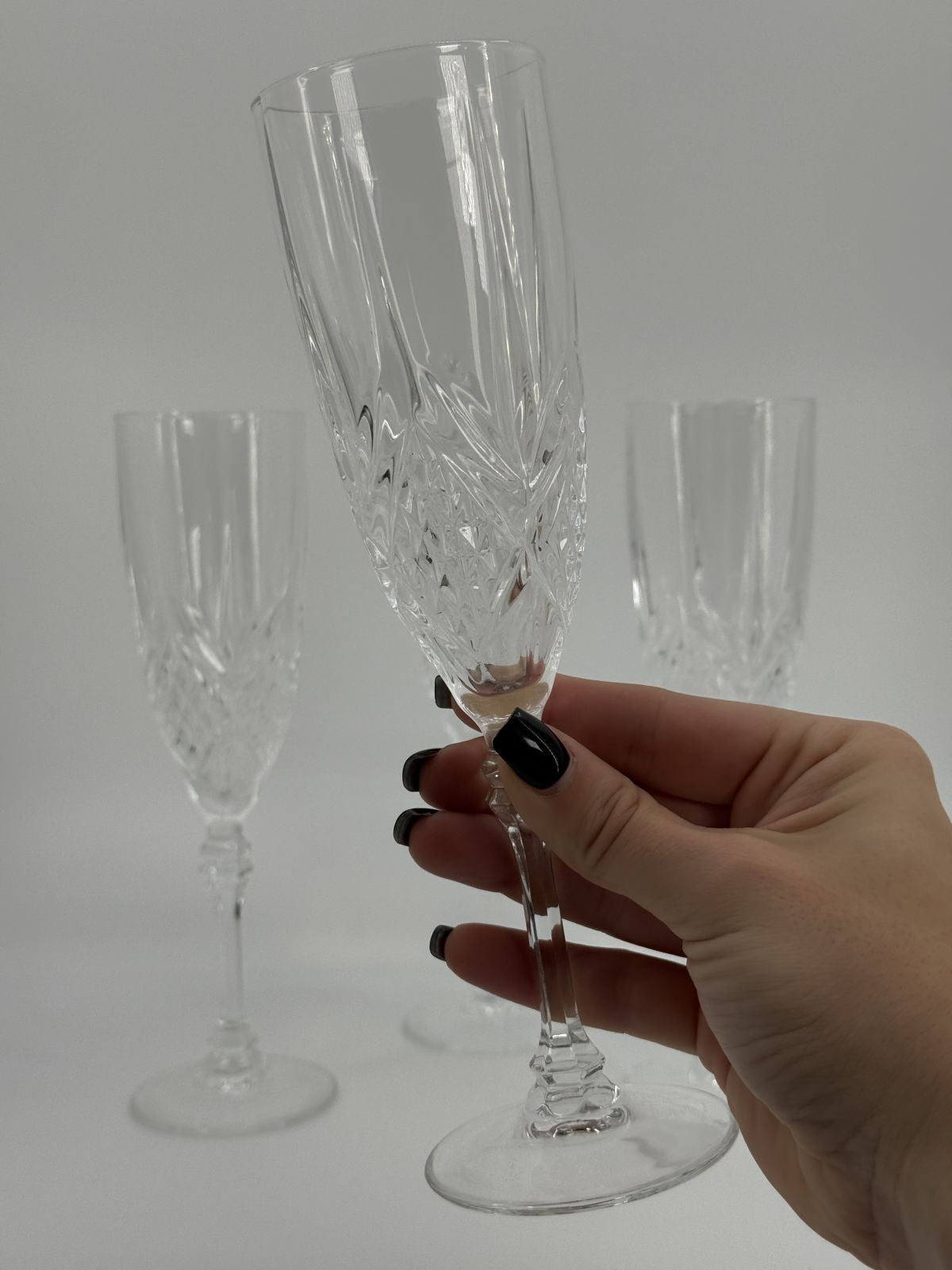 Lihvitud klaasist šampanjapokaalid 4tk