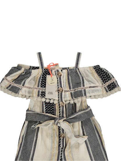 Tüdrukute beež triibuline jumpsuit