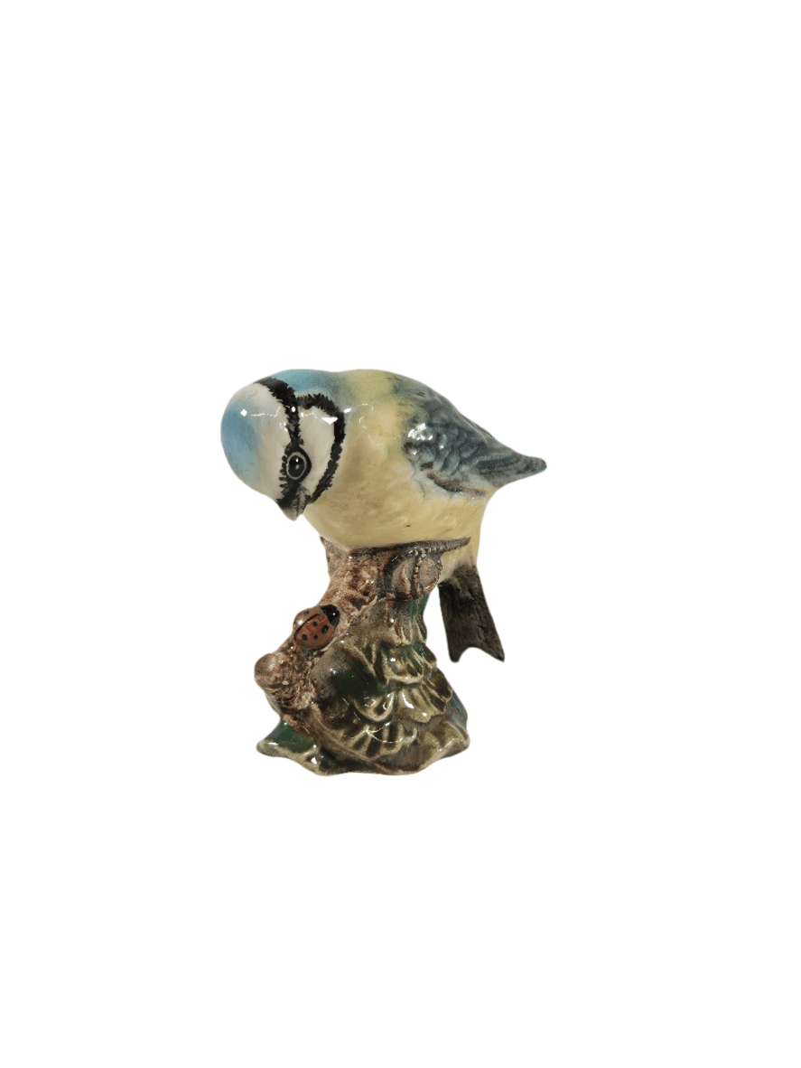 BESWICK POTTERY Vintage Beswick Blue Tit Porcelain Bird Figurine 2.5" H Made in England, Marked