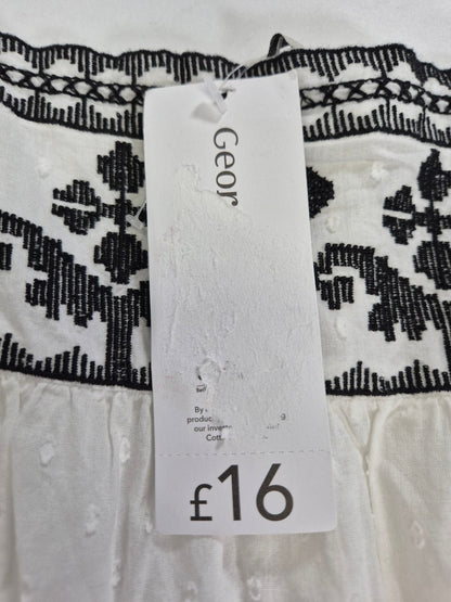 GEORGE Naiste valge top musta mustriga