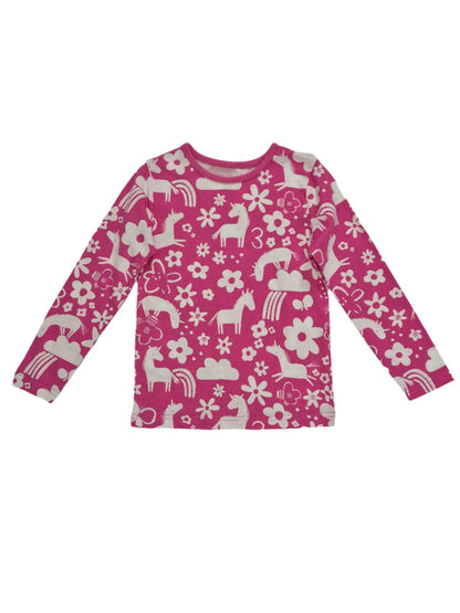 GEORGE Tüdrukute roosa lillede ja ükssarvikutega pluus