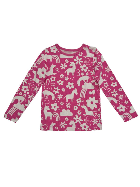 GEORGE Tüdrukute roosa lillede ja ükssarvikutega pluus