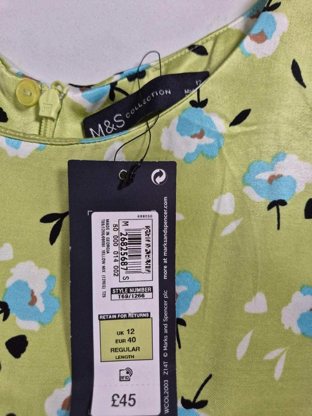 M&S Naiste roheline pikk lilleline kleit