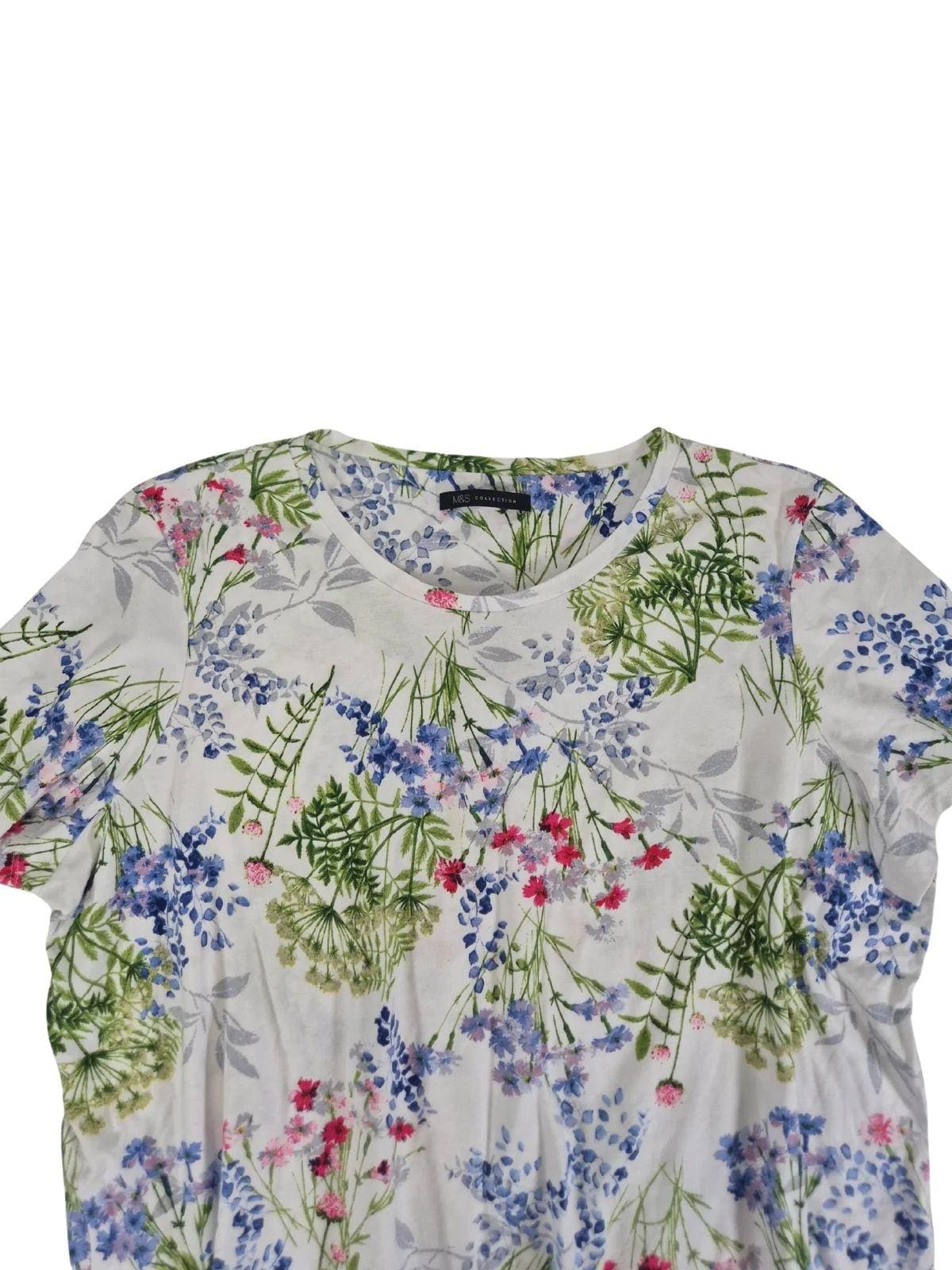 M&S Naiste valge lilleline pluus