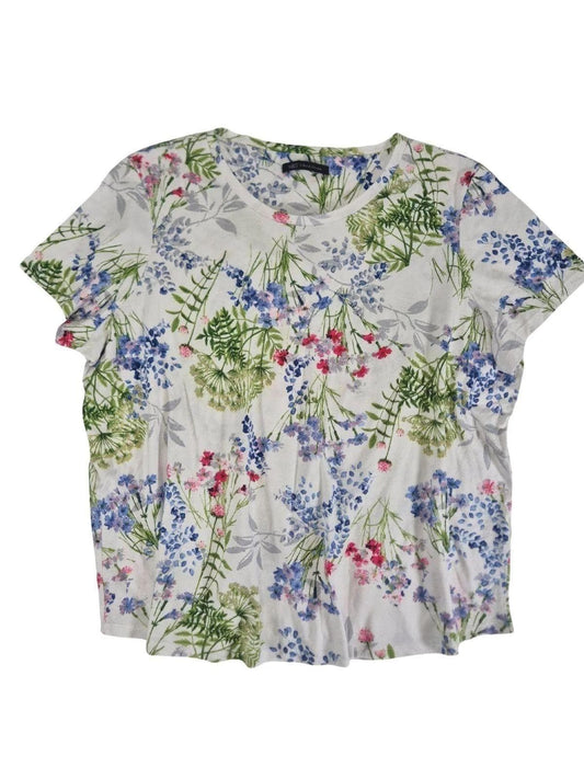 M&S Naiste valge lilleline pluus