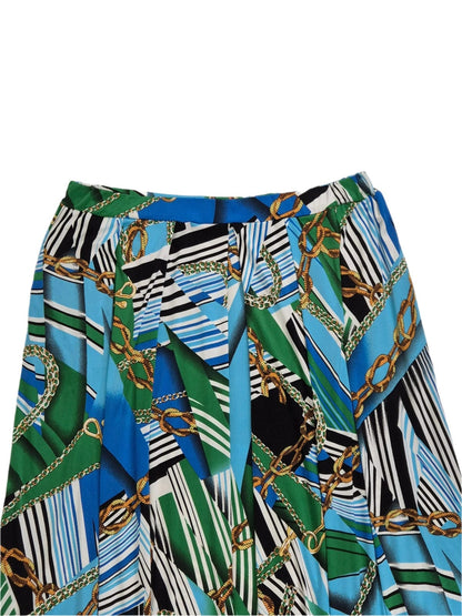 MAGNOLICA Naiste erksavärviline sinakasroheline taskutega seelik