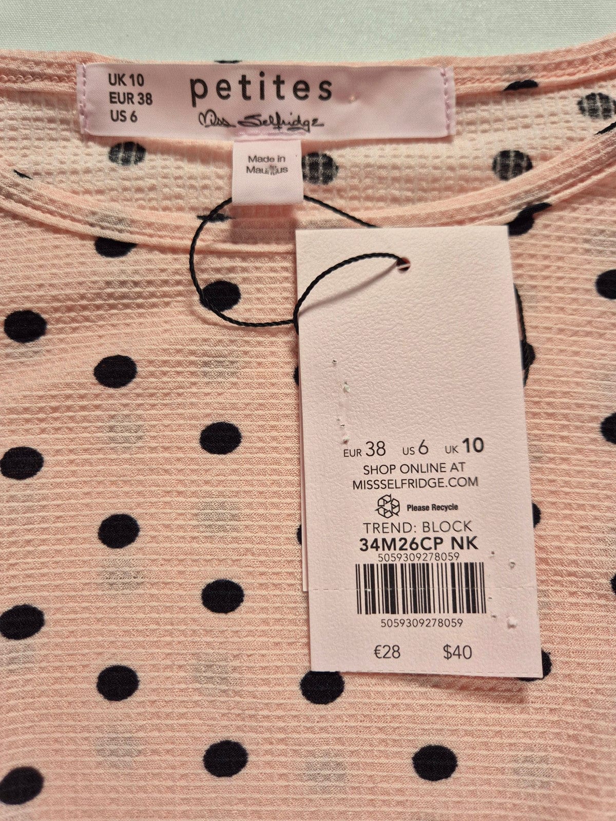 MISS SELFRIDGE Naiste roosa täpiline pluus