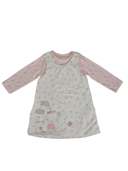 MOTHERCARE Tüdrukute roosa/valge komplekt bodi + kleit