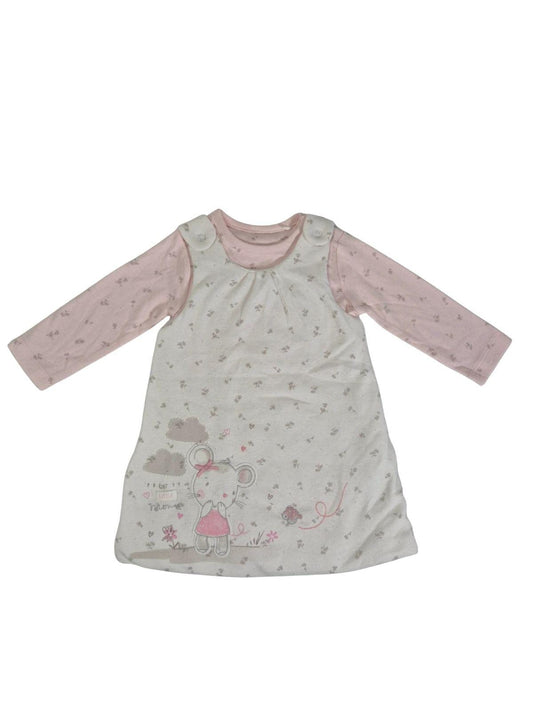 MOTHERCARE Tüdrukute roosa/valge komplekt bodi + kleit