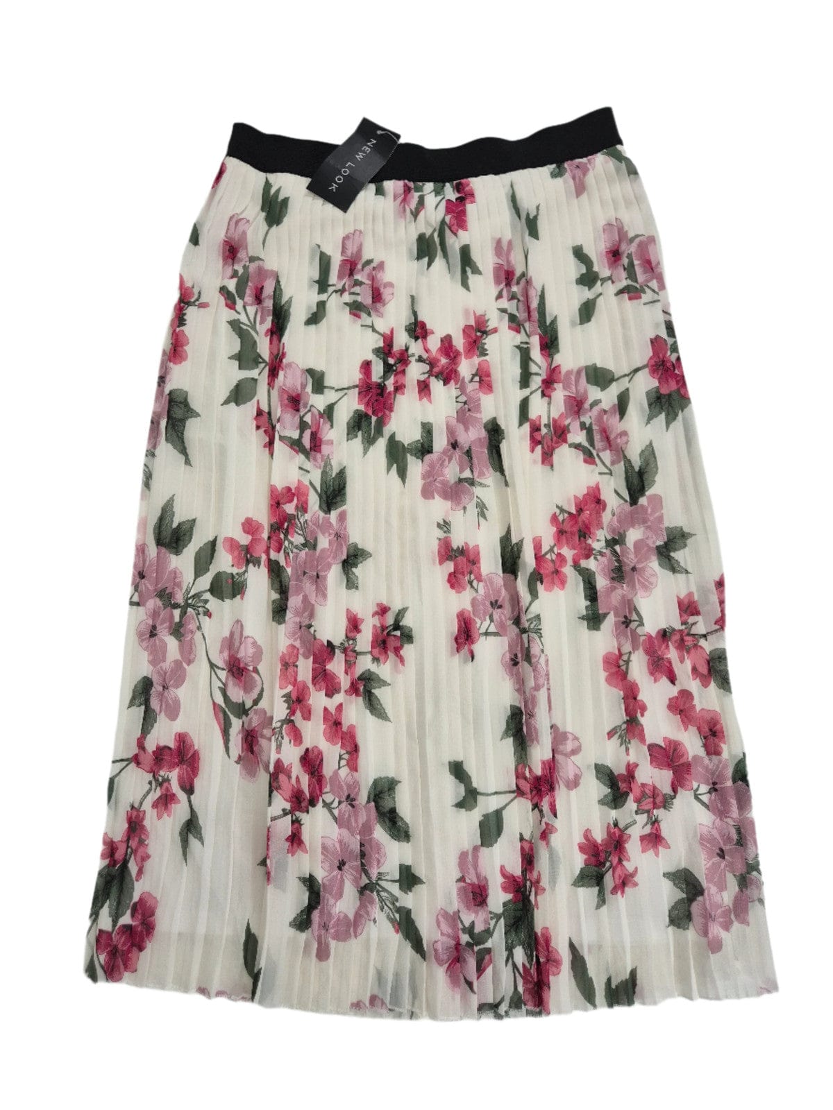 NEW LOOK Naiste valge plisseeritud seelik roosade õitega