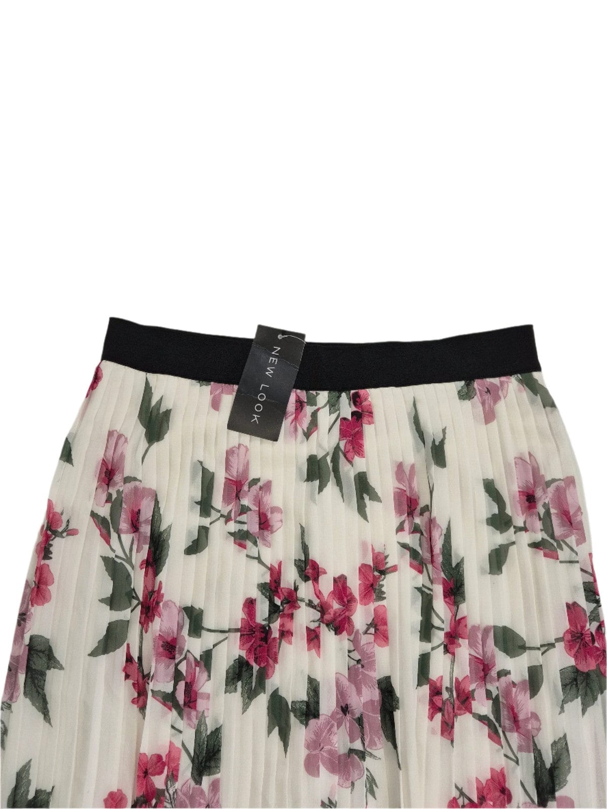 NEW LOOK Naiste valge plisseeritud seelik roosade õitega