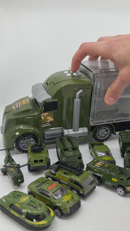 Sõjaväe mänguautode komplekt veokiga