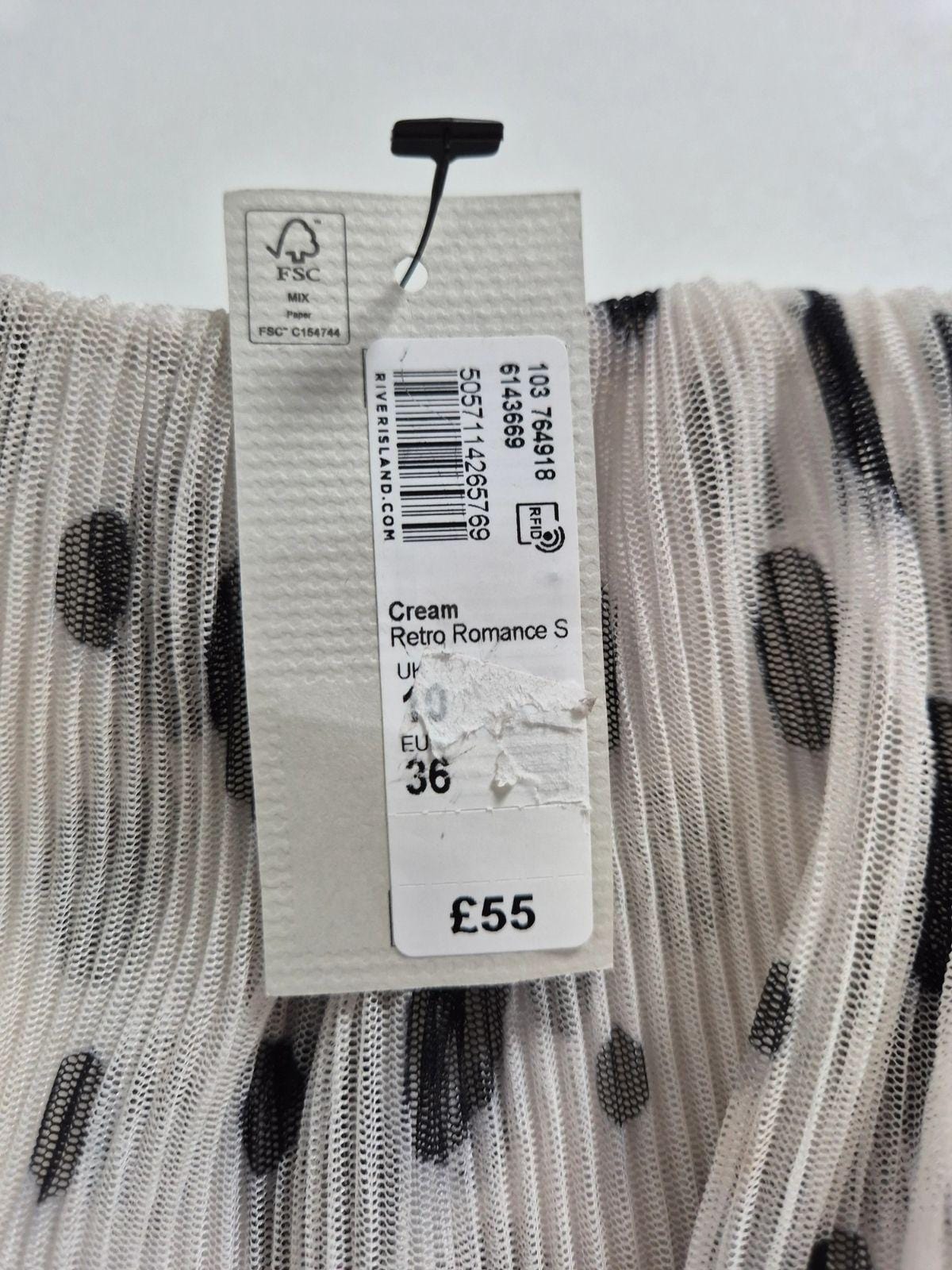 RIVER ISLAND Naiste valge täpiline plisseerkleit