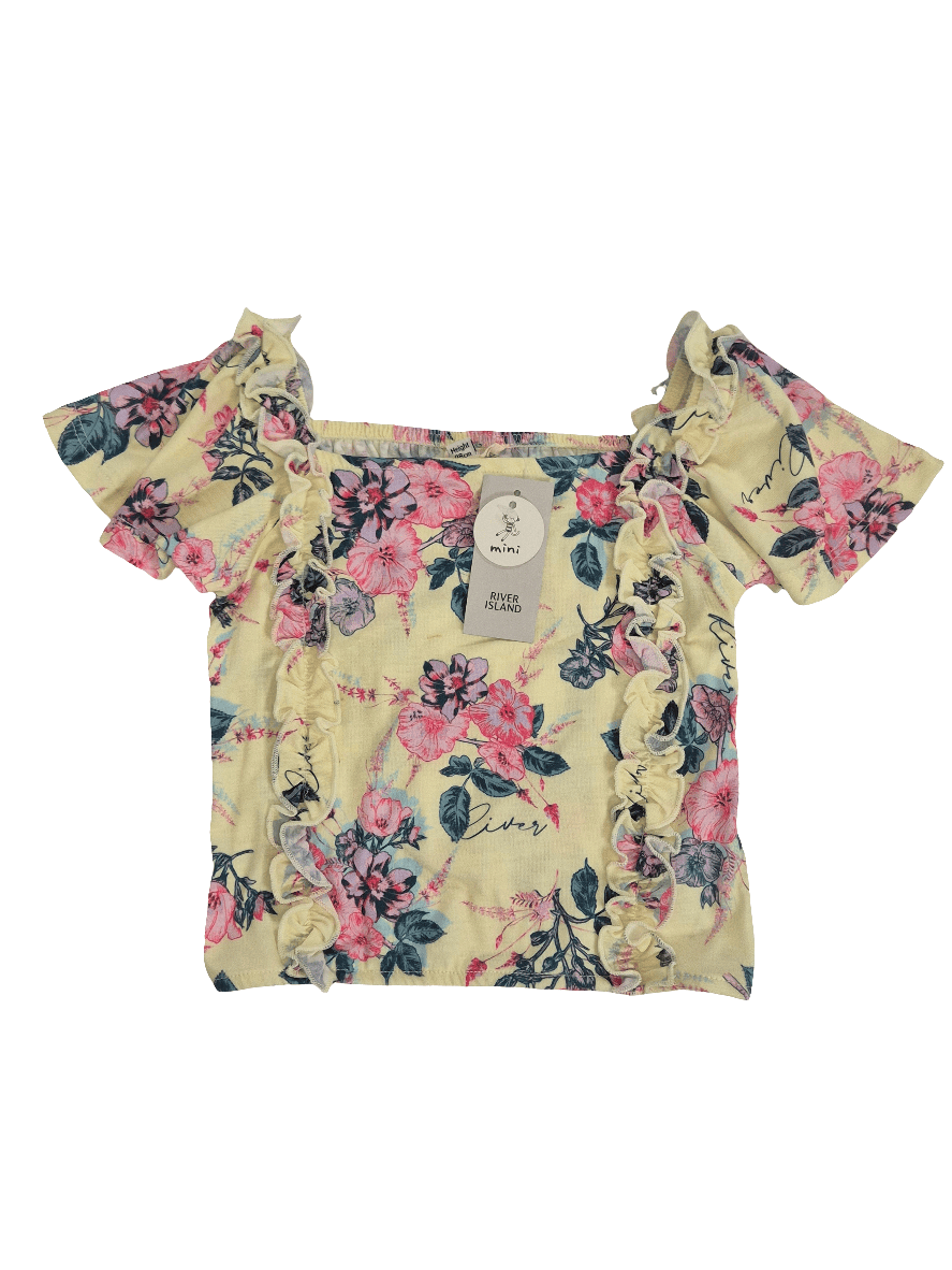 RIVER ISLAND Tüdrukute kollane lilleline pluus