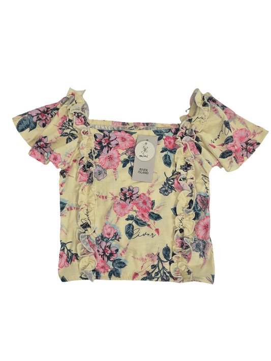 RIVER ISLAND Tüdrukute kollane lilleline pluus