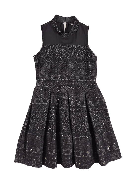 RIVER ISLAND Tüdrukute must pitsiga sädelev kleit