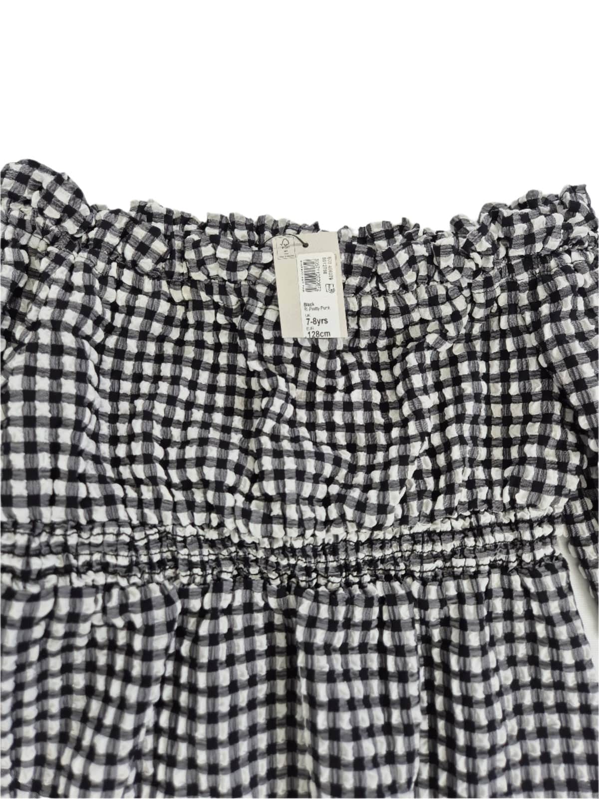 RIVER ISLAND Tüdrukute must valge ruuduline pluus