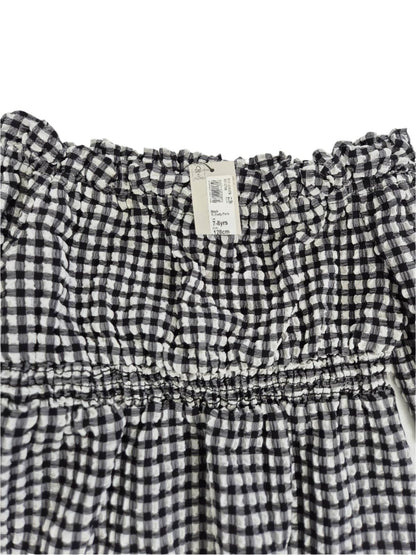 RIVER ISLAND Tüdrukute must valge ruuduline pluus