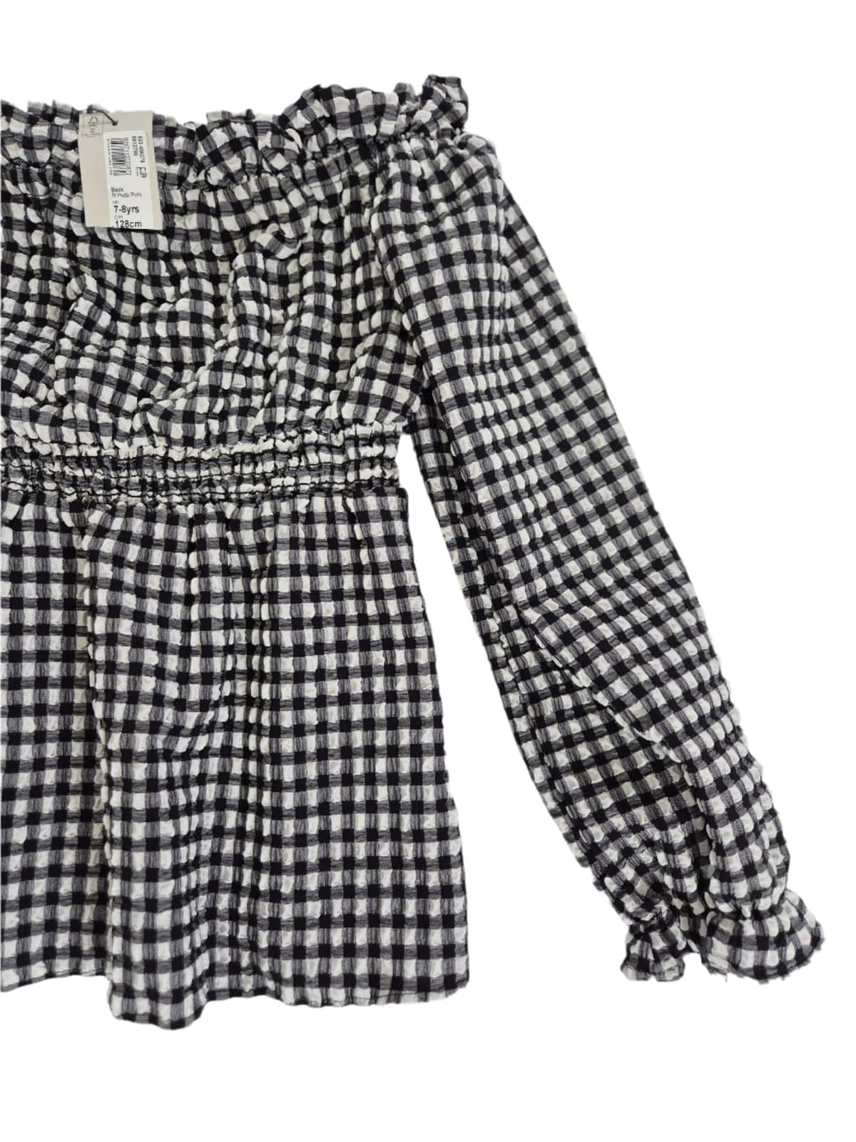 RIVER ISLAND Tüdrukute must valge ruuduline pluus