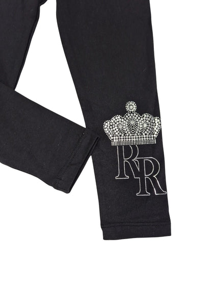RIVER ISLAND Tüdrukute mustad hõbedase krooniga retuusid