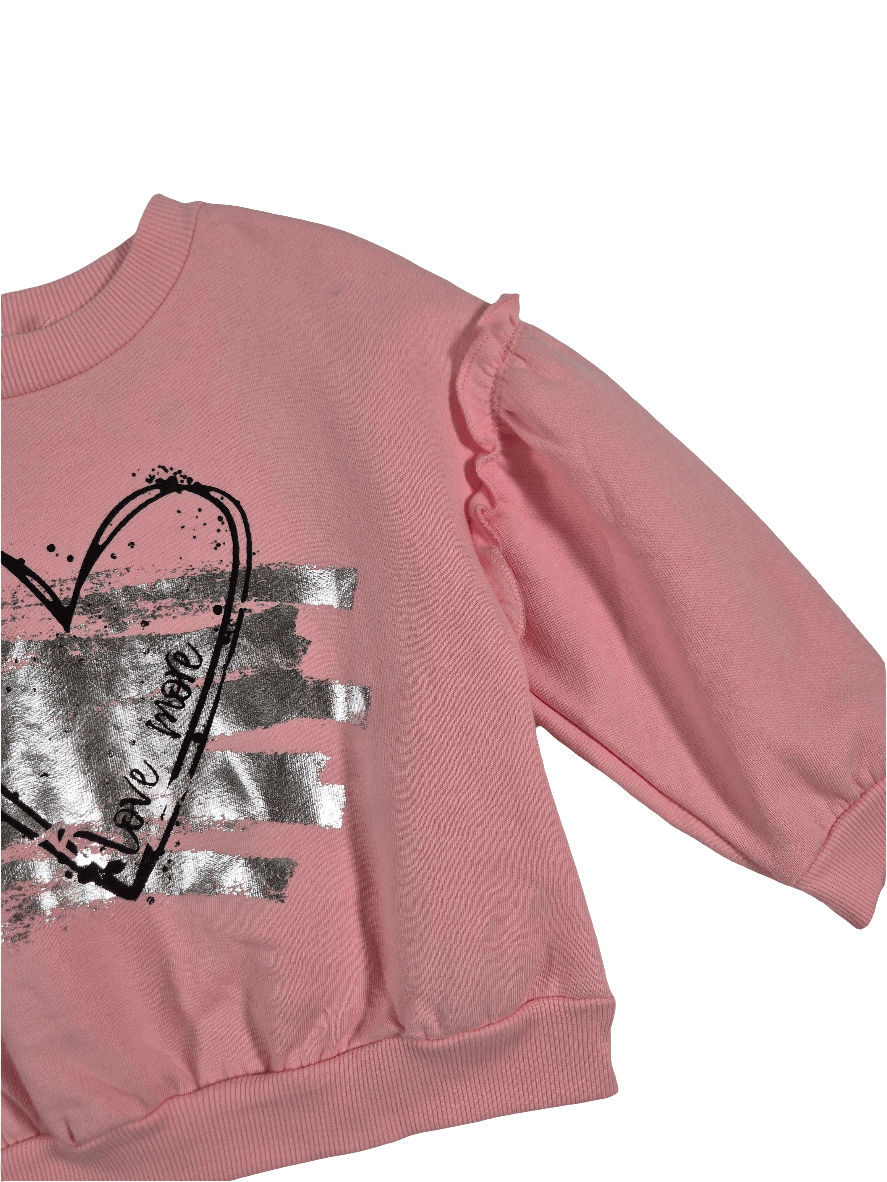 RIVER ISLAND Tüdrukute roosa dressipluus südamega