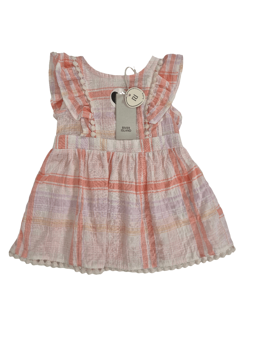 RIVER ISLAND Tüdrukute roosa ruuduline kleit + püksid