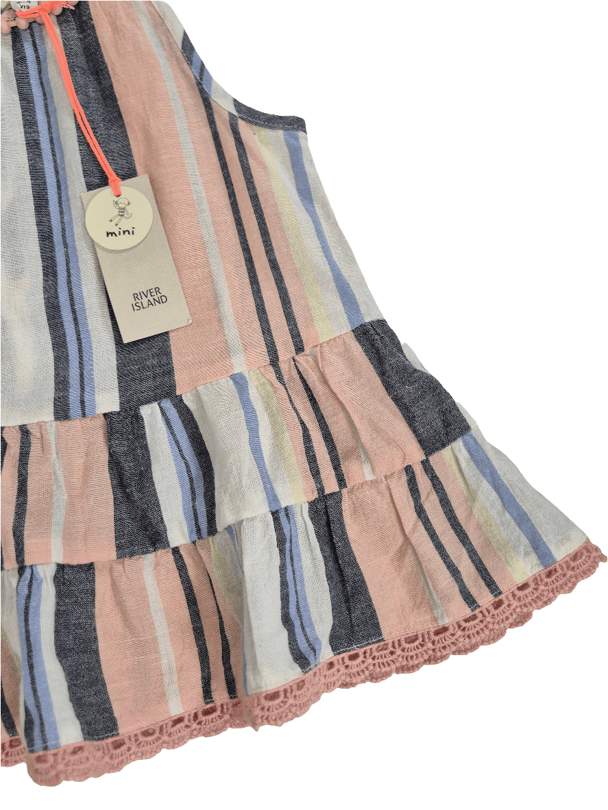 RIVER ISLAND Tüdrukute roosa triibuline kleit