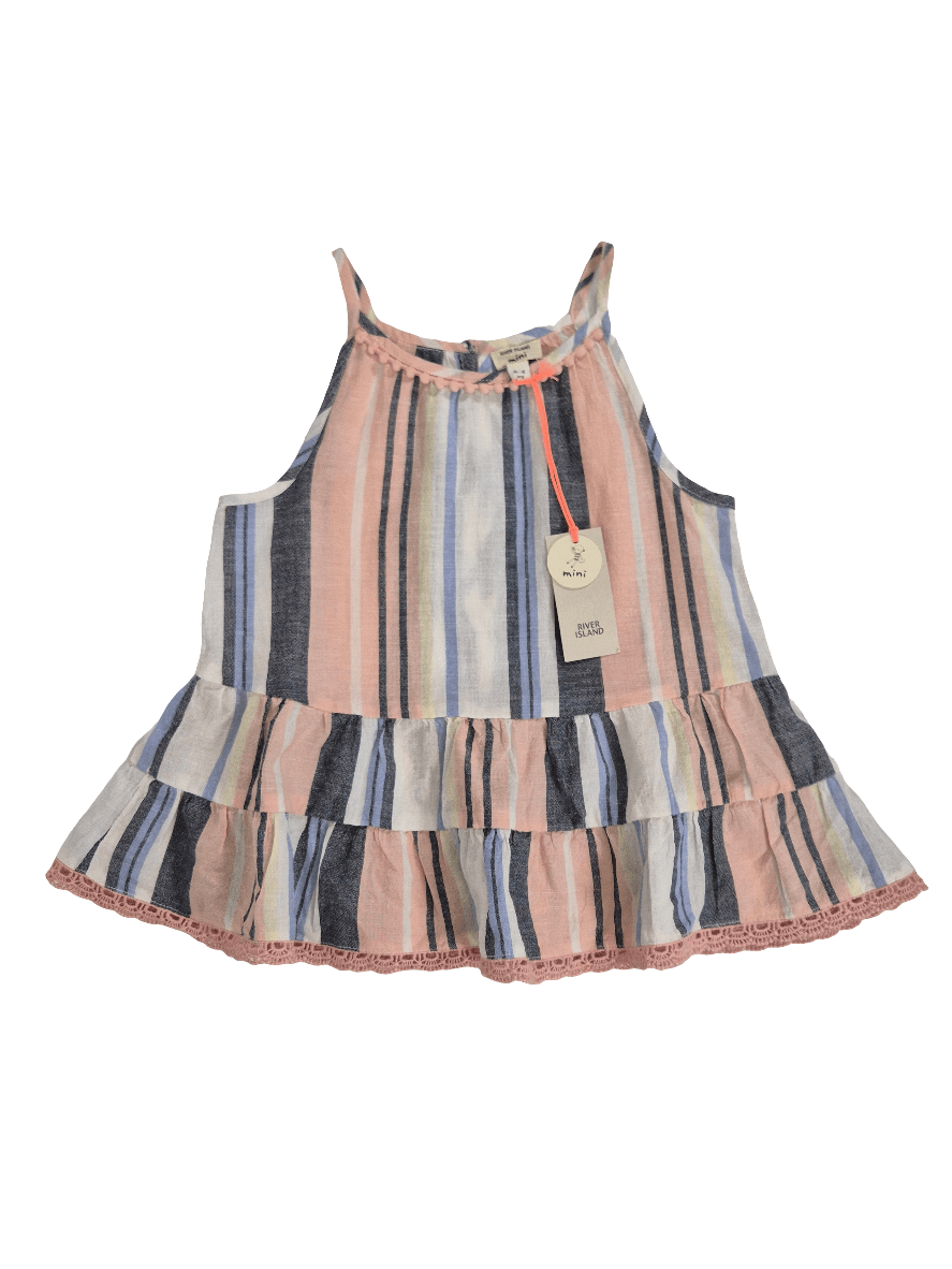 RIVER ISLAND Tüdrukute roosa triibuline kleit