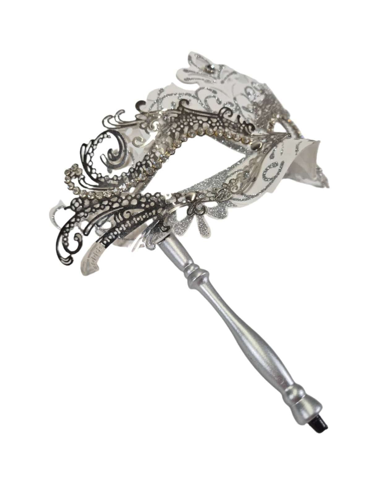 SECOND BEST TAASKASUTUS Hõbedane pitsiline mask varrega