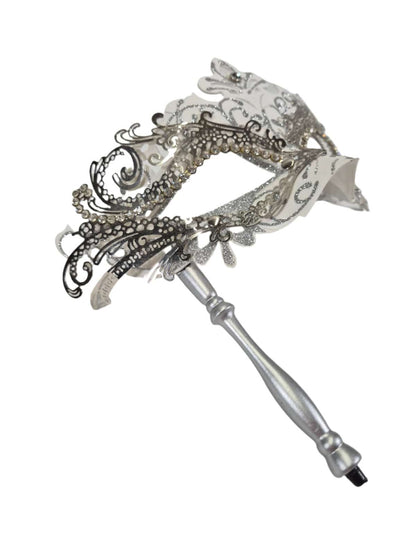 SECOND BEST TAASKASUTUS Hõbedane pitsiline mask varrega