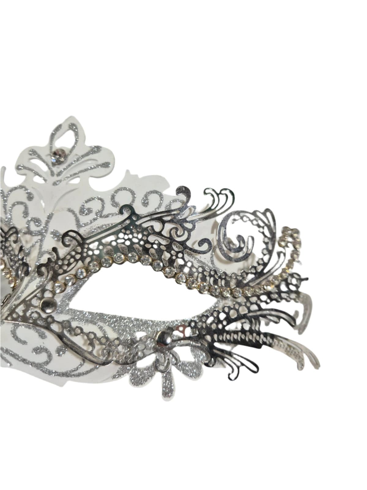 SECOND BEST TAASKASUTUS Hõbedane pitsiline mask varrega