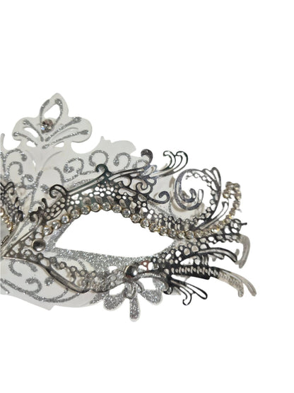 SECOND BEST TAASKASUTUS Hõbedane pitsiline mask varrega