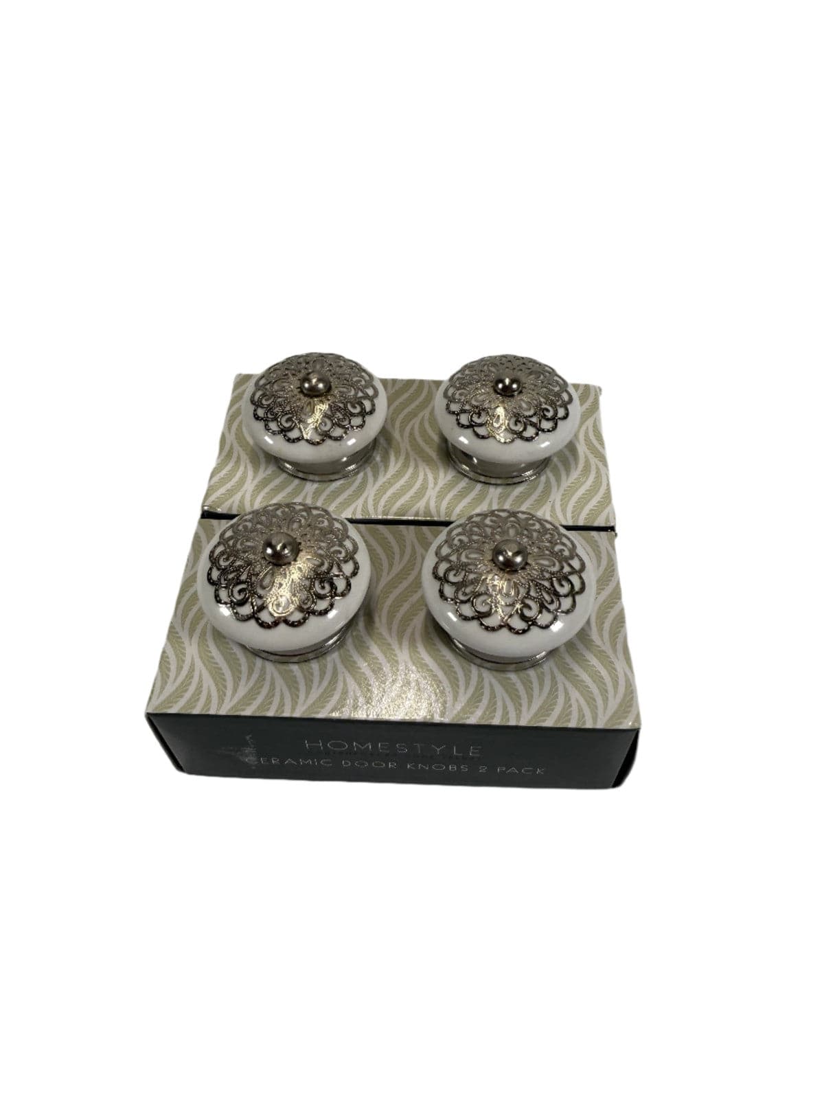 SECOND BEST TAASKASUTUS Hõbedase mustriga keraamilised sahtlinupud