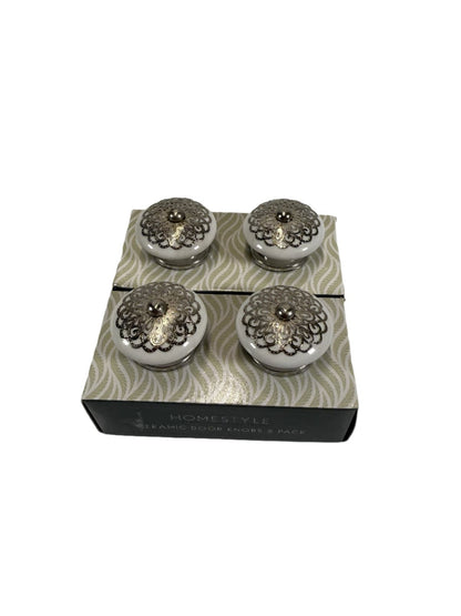 SECOND BEST TAASKASUTUS Hõbedase mustriga keraamilised sahtlinupud