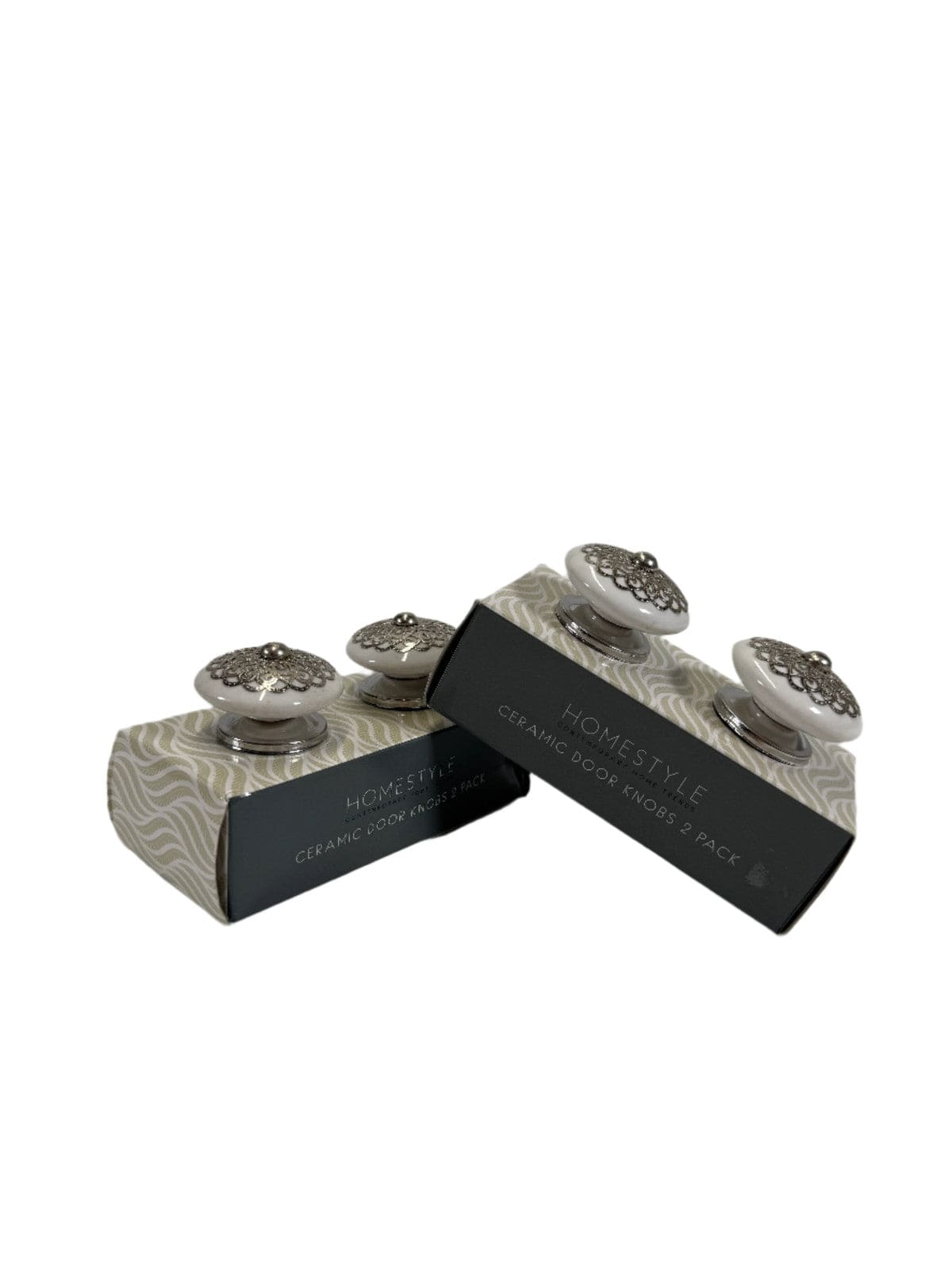 SECOND BEST TAASKASUTUS Hõbedase mustriga keraamilised sahtlinupud